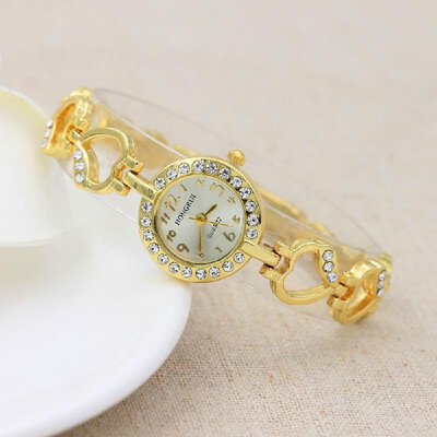 

Fashion point diamond love alloy bracelet bracelet heart diamond foreign trade quartz watch ladies&women watch wholesale White