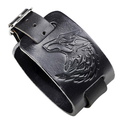

Punk Rock Style Wolf Totem Print Leather Bracelet Trend Men Hand Jewellery Unisex Pair Bracelet