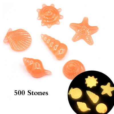 

500pcsBag Glow in Dark Stone DIY Home Decor Luminous Pebbles Colorful Sea Conch Shell Starfish Rocks for Aquarium Fish Tank