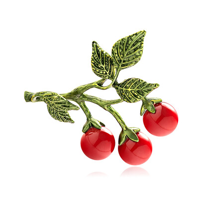 

Exquisite Life Essential Wild Fruit Cherry Alloy Drip Brooch 46 5Cm