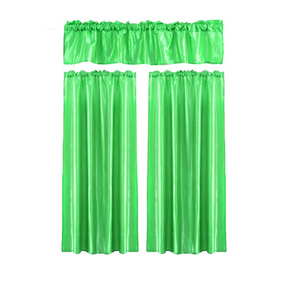 

Gobestart 3Pcs Pure Color Kitchen Home Curtain With Swag Tier Window Curtain Set