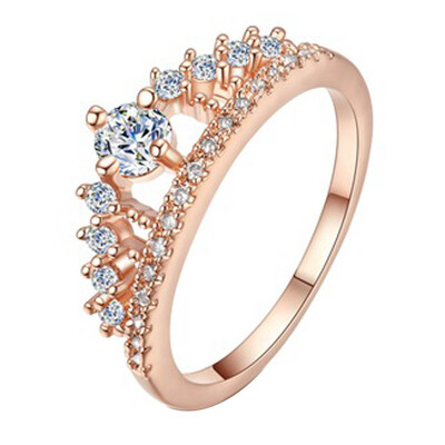 

Stylish New Fashion Gold Pretty Crown Lady Crystal Ring Princess Ring
