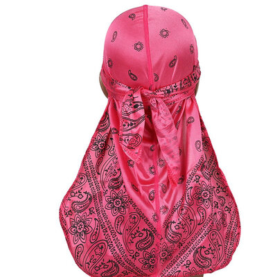 

7 Colors Unisex Women Men Silky Durags Long Tail Satin Pirate Hat Summer Breathable Head Scarf