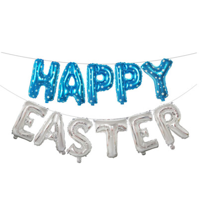 

Toponeto 16 inch Large Happy Easter Foil Balloon Set Banner Bunting Party Decoration