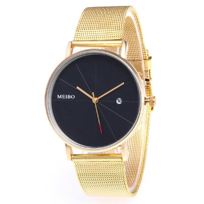 

High-end Business Casual Elegant Quartz Watch Calendar Wristwatch with Knitted Strap Band