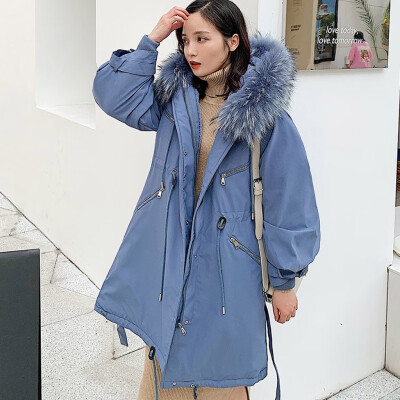 

Roseonmyhand Fashion Outerwear Long Sleeve Hooded Jackets Cotton-padded Pockets Bandage Coats