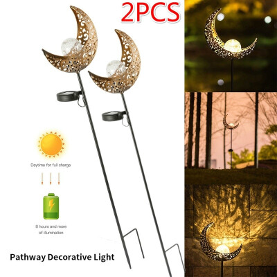 

12PCS Moon Solar Lights Garden Outdoor Waterproof Metal LED Stake Pathway Decorative Lights for Walkway Yard Lawn Patio