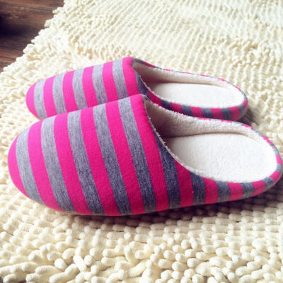 

Women Retail Drop Shipping Striped Indoor Slippers Unisex Women House Shoes Non-Slip Warm Cotton Slippers Floor Slippers