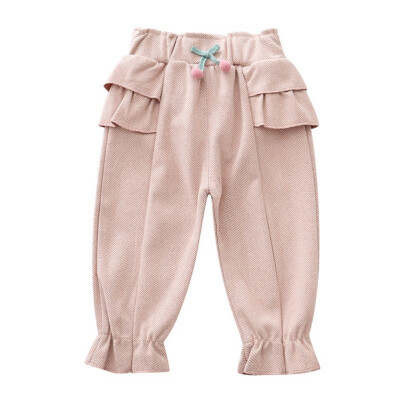 

2020 New Baby Girls Autumn Cotton Solid Print Pants Casual Bow Decoration Trousers Toddler Clothes Bottom