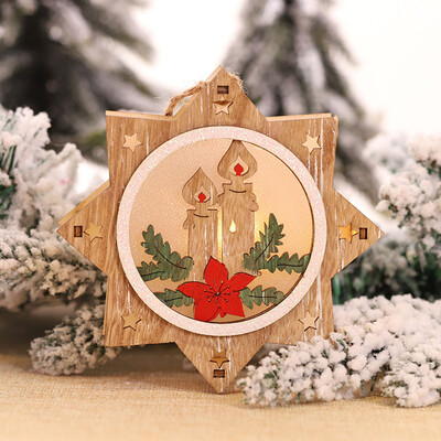 

Siaonvr Christmas Wooden Glowing Five-pointed Star Santa Snowman Deer Scene Decoration Gift