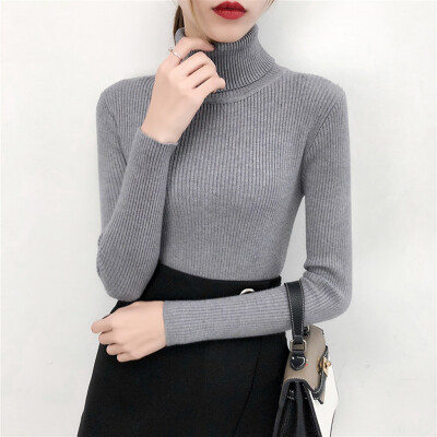 

Tailored Autumn Winter Sweater Women Long Sleeve Pullover Turtleneck knitting Basic Tops