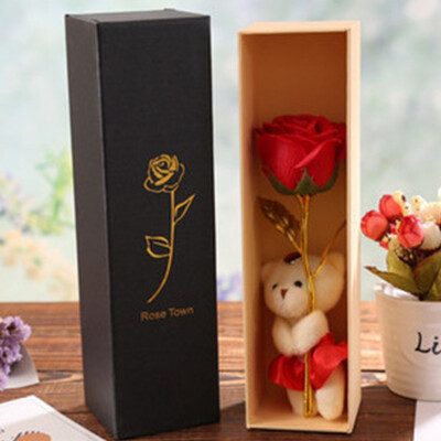 

Bear Doll Gold Foil Flower with Luxury Box Rose Soap Scented Petal Bath Wedding Cleaning Love Gift Birthday Lovely Romantic