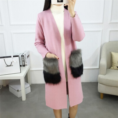

Autumnwinter 2018 womens casual casual v-neck long knit sweater long sleeve cardigan jacket female