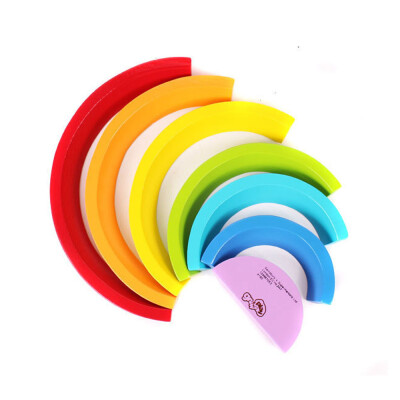 

YIWULA7Pcs Colorful Wooden Blocks Toys Creative Rainbow Assembling Blocks Toy