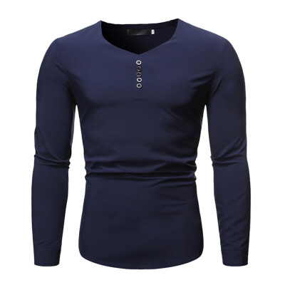 

Toponeto Mens New Style Simple Pure Long Sleeve Top Fashion And Comfortable Blouse