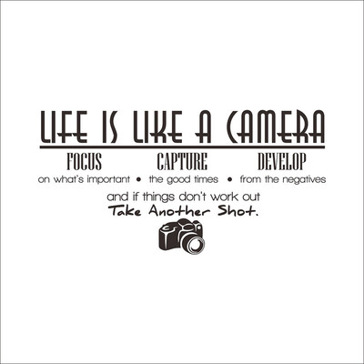 

life is like a camera quotes wall stickers living room decoration adesivos de paredes proverb home decals mural art Hot