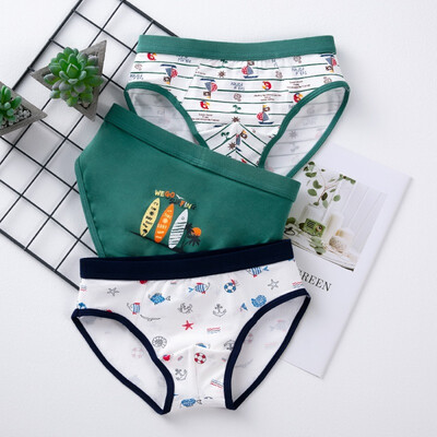 

3PCS Casual Baby Boy Underpants Cute Cartoon Printing Panties Childrens Elastic Band Underpants Kids Briefs Wears 3-14Y