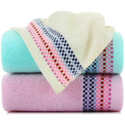 

Sanli towel textile cotton color grid satin towel 3 Pack 34x74cm soft absorbent towel each individually wrapped