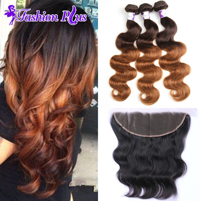 

7A Brazilian Virgin Hair with Closure Ombre Brazilian Hair Brazilian Body Wave 100% Virgin Human Hair Bundles Ombre Hair Extension