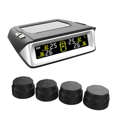 

LACHI Automotive wireless monitor Smart Car TPMS Tyre Pressure Monitoring System Solar Power charging Digital Display Auto Security Alarm Systems color screen