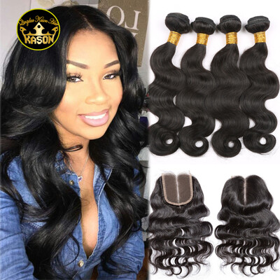 

Kason Peruvian Body Wave 4 Bundles Human Hair With Closure Middle Part 100 No Chemical Unprocessed Human Virgin Peruvian Hair Can