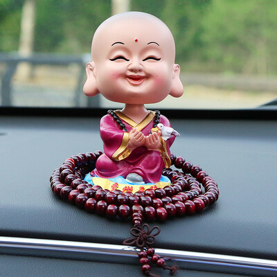 

Biaz car ornaments pendant cartoon creative shaking head small monk ornaments ornaments BHS01 car supplies interior decorations cute doll Maitreya smooth sailing
