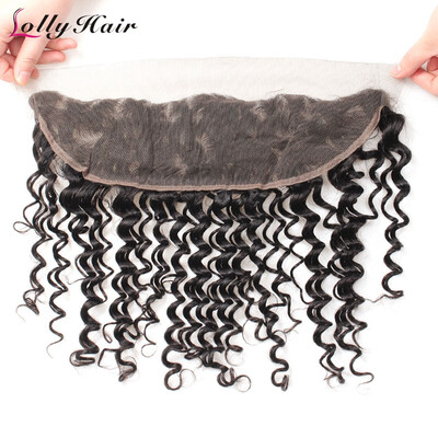 

13*4 Free Part Lace Frontal Peruvian Deep Curly Lace Frontal 7A Unprocessed Virgin Human Hair Peruvian Virgin Hair Deep Wave