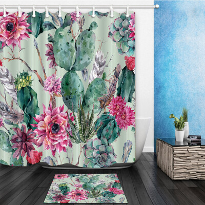 

71 X 71 Inch digital printing Anti Bacterial Waterproof Polyester Shower Curtain set