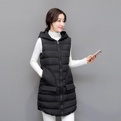 

Soft sister cotton vest female long section winter Korean version of the feather cotton waistcoat winter thick warm fashion jacke