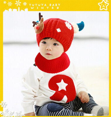 

Рождественский Baby Beanie для мальчиков Девочки Cap Хлопок Hat Дети Олень печать шляпы Hot
