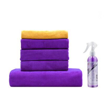 

Ogilvy car wash towel cleaning cloth car supplies special thickening absorbent lint size multi-function brush towel blue purple coffee three loaded