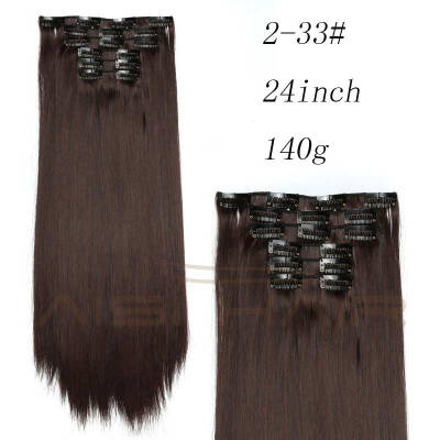 

AISI HAIR Blond Synthetic Clips in Hair Extension Long Straight 22" 140g 16 Clips False Hair pieces Brow Black White Color