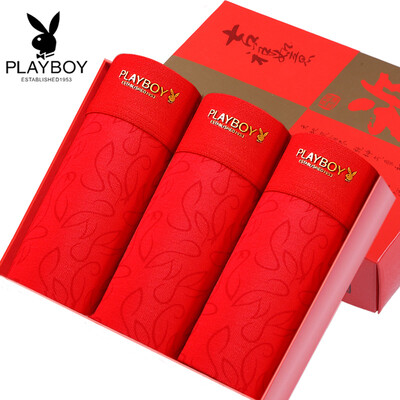 

Playboy Red Panties Cotton Boxer Shorts 3 Gift Box Men&39s Big Red L