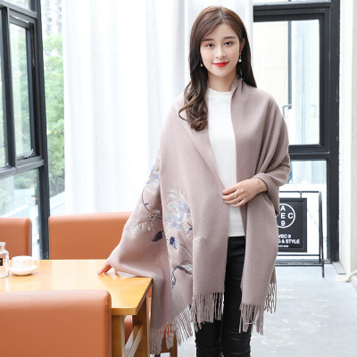 

STORY Of SHANGHAI Ladies' Woolen Scarf Thicker Embroidered Shawl Flower