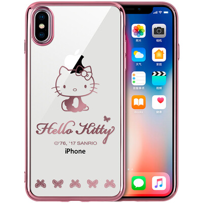 

Hello Kitty iphoneX cell phone case case plating thin shatter-resistant soft shell cartoon transparent silicone case small naughty