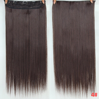 

22 inch55cm Long Straight Women Clip in Hair Extensions Black Brown High Tempreture Synthetic Hairpiece