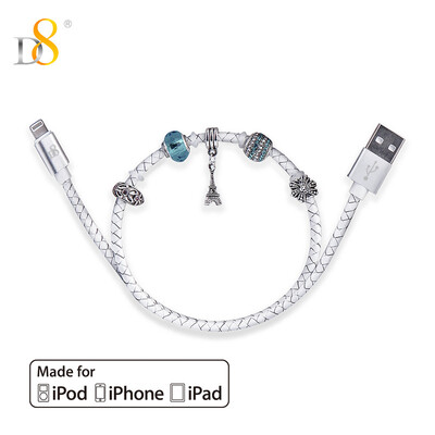 

MFI данные оригинала аутентификации D8 Apple, телефон зарядный кабель нить соткана кожа бисерные моды элемент iphone8x / 7Plus / 6 / 6S / 5S 0,4 белый