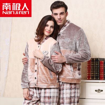 

Nanjiren men&women home pajamas flannel pajamas long sleeve coral cashmere