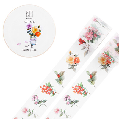 

Kinbor handbook 4 rolls 15mm10m&paper tape color hand book sticker plant small floral DTB64146
