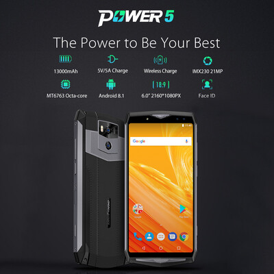 

Ulefone Power 5 13000mAh 4G Mobile Phone 6-Inch FHD MTK6763 Octa Core Android 81 6GB64GB 21MP Four Cameras Wireless Charger Face