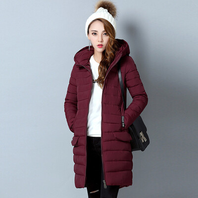 

City Plus CITYPLUS 2017 Winter new style women&39s clothing Slim hooded cotton coat in the long paragraph down jacket cotton CWMF179759 black