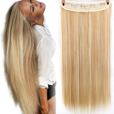 

22 inch(55cm) Long Straight Women Clip in Hair Extensions Black Brown High Tempreture Synthetic Hairpiece