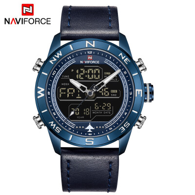 

NAVIFORCE NF9144 Men Sport Watch Fashion Digital Army Military Leather Quartz Wristwatch Relogio Masculino with Gift Box