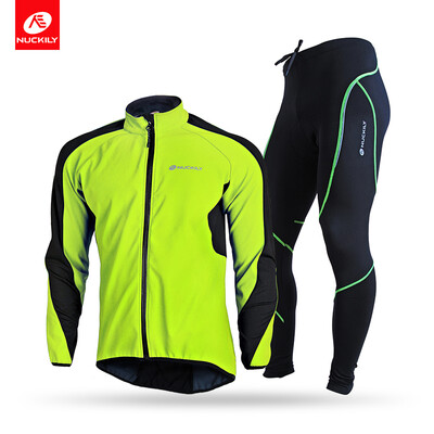 

NUCKILY Men's High Quality Cycling Suit Waterproof Windproof Composite Fleece Riding Jacket Set
