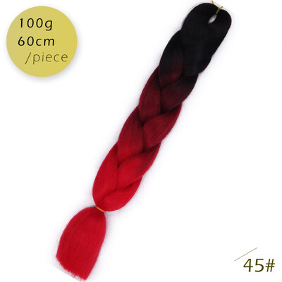 

AISI HAIR 100gpcs 24inch Kanekalon Jumbo Braids Hair Ombre Two Tone Colored Synthetic Hair for Dolls Crochet Hair