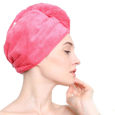 

Long hair long hairs dry hair cap thicker suction water bath cap plus towel towel water dry towel pink single