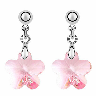 

Austrian Crystal Flower Dangle Earrings For Women Silvet Color Drop Earrings Fashion Jewelry Friendship Party Gift 3658