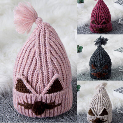 

Cute Baby Toddler Winter Beanie Warm Cartoon Hat Earflap Knitted Wool Cap Kids