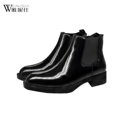 

Persun good quality boot winter balck pebbling patent leather short boots causl style women boots