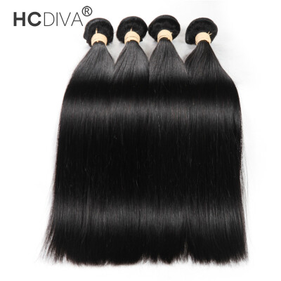 

HCDIVA Hair Peruvian Virgin Hair Straight 4 pieces lot 100 Real Human Hair Waves Bundles Grade 7A Full Health End